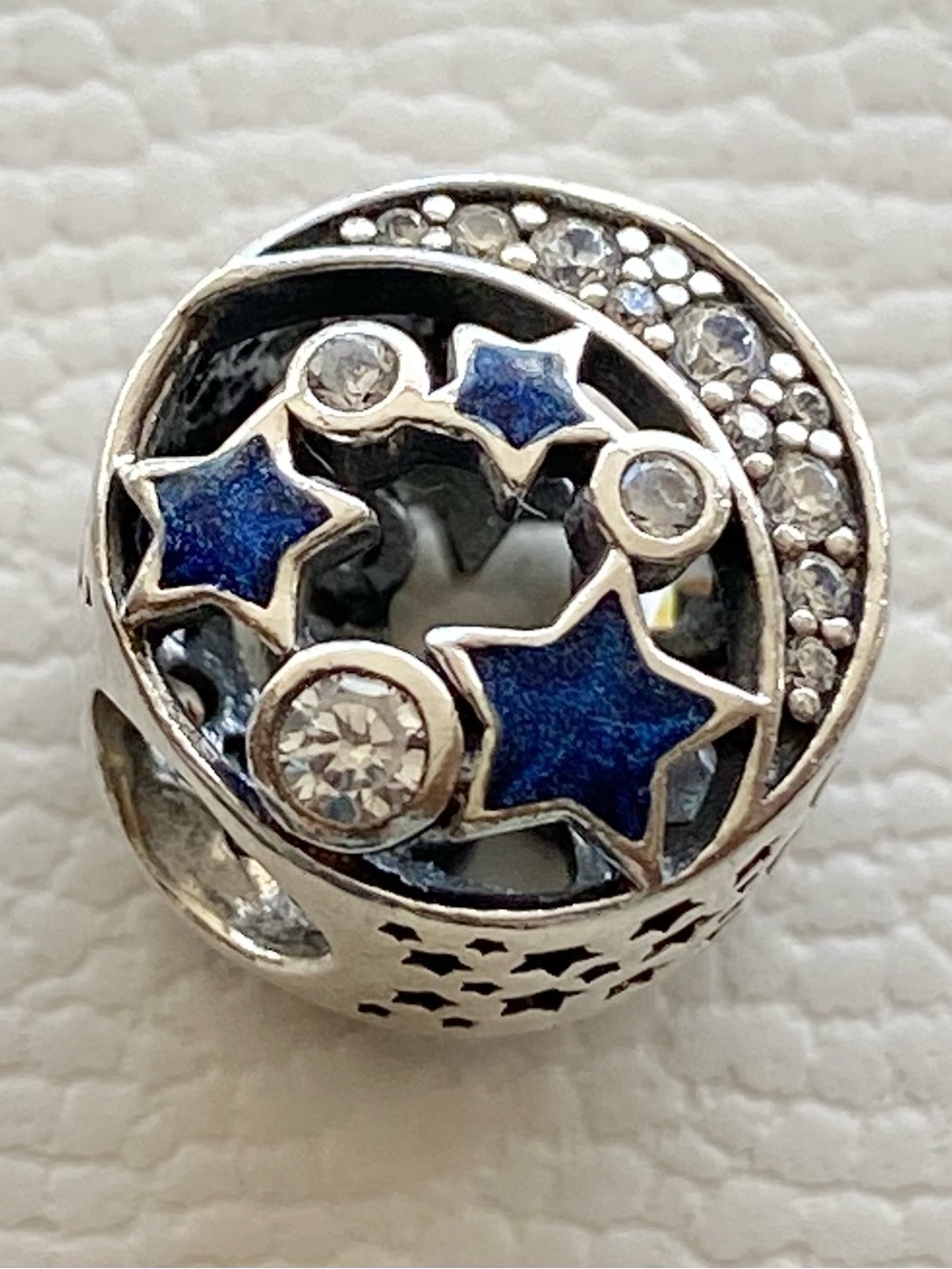 Authentic Pandora Sterling Silver Vintage Night Sky Clear CZ Charm
